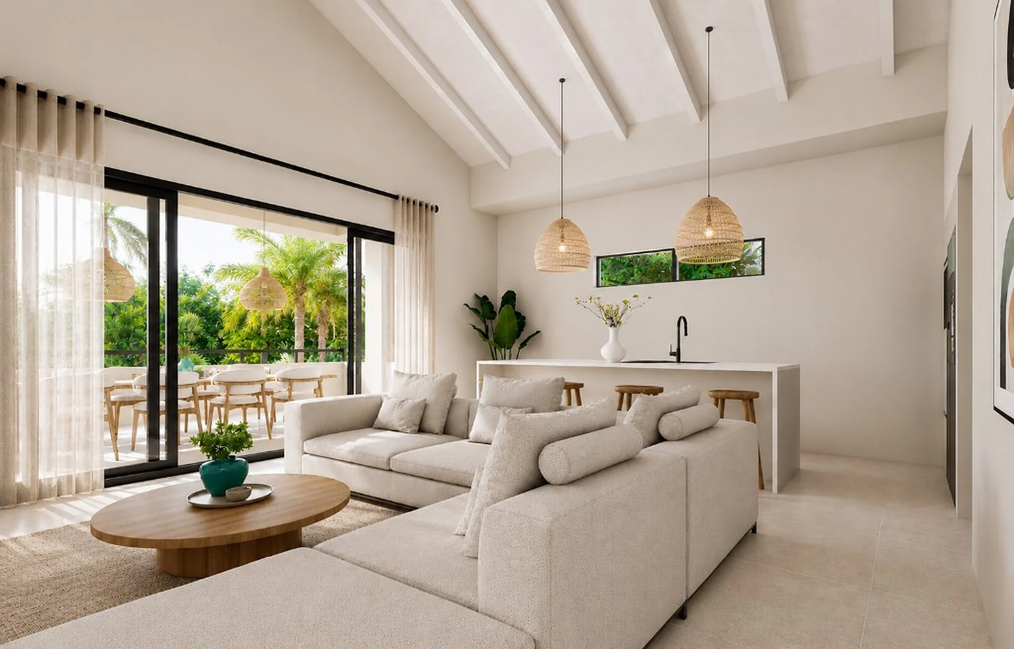 Serenity Residence ground floor apartment — open-plan living and kitchen